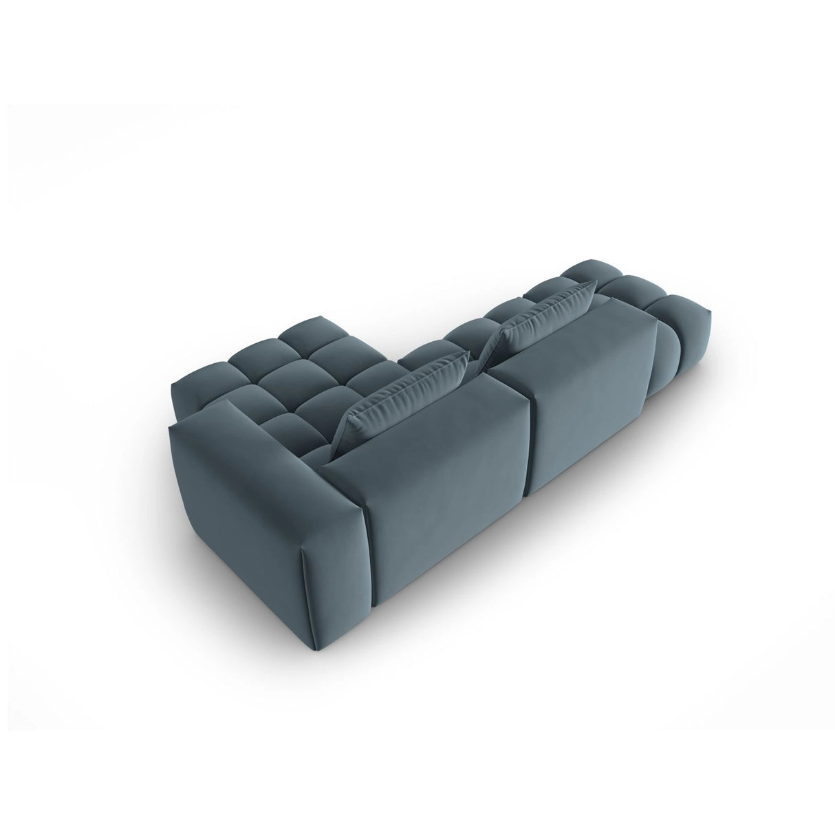 Verona Modulares 4-Sitzer Ecksofa, Rechte Seite, aus Samt in Pastellblau (Casino Dark Blue), 265x145 cm von Cosmopolitan Design – Bild 5