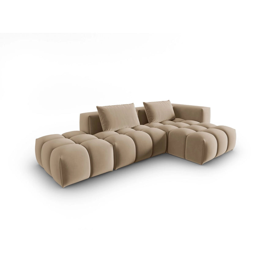 Verona Modulares 4-Sitzer Ecksofa, Rechte Seite, aus Samt in Sand (Casino Lion), 265x145 cm von Cosmopolitan Design – Bild 3