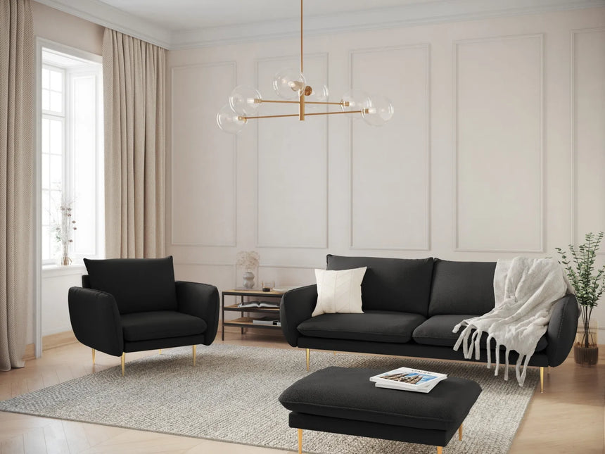 Vienna 3-Sitzer Sofa aus Boucle in Schwarz (Ascot Black), 200x92x95 cm von Cosmopolitan Design – Bild 2