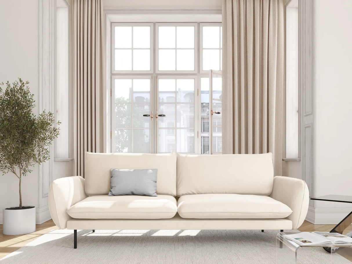 Vienna 3-Sitzer Sofa aus Samt in Hellbeige (Bluvel 22), 200x92x95 cm von Cosmopolitan Design – Bild 2