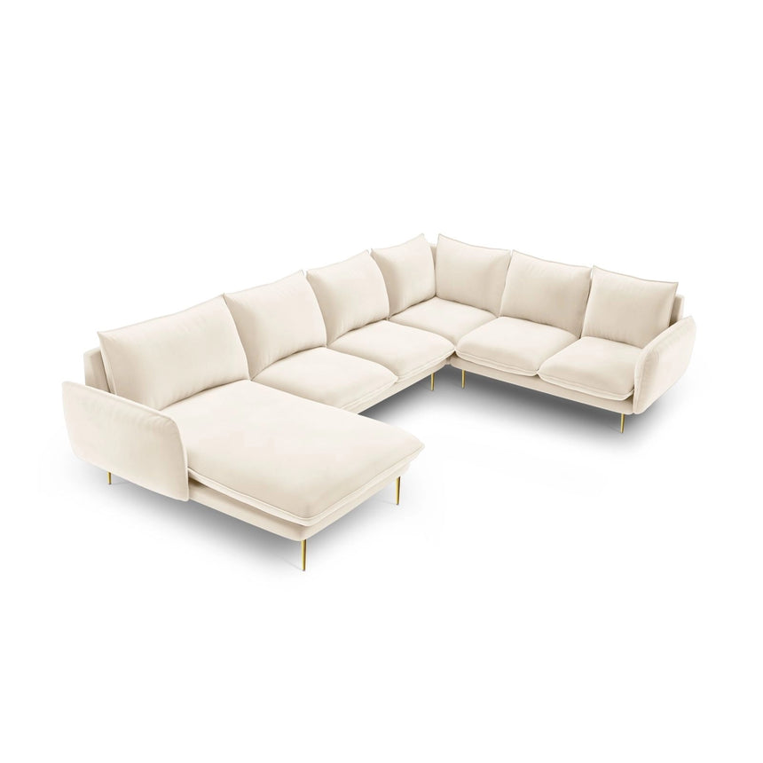 Vienna 7-Sitzer Panorama Ecksofa, Rechte Seite, aus Samt oder Strukturstoff, 330x235x95 cm von Cosmopolitan Design – Bild 1
