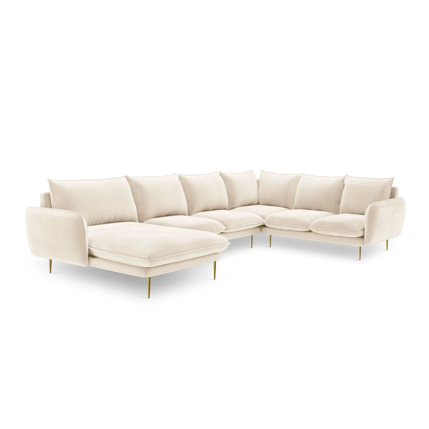 Vienna 7-Sitzer Panorama Ecksofa, Rechte Seite, aus Samt oder Strukturstoff, 330x235x95 cm von Cosmopolitan Design – Bild 4