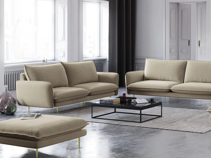 Vienna Pouf aus Strukturierter Stoff in Beige (Positano 8), 93x73x43 cm von Cosmopolitan Design – Bild 2