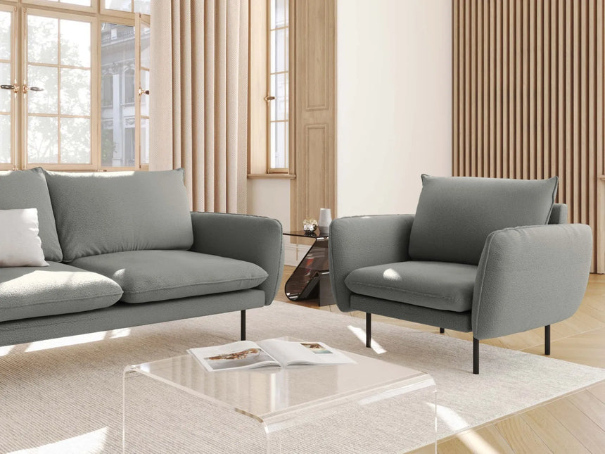 Vienna Sessel aus Boucle in Grau (Ascot Taupe), 97x94x95 cm von Cosmopolitan Design – Bild 2