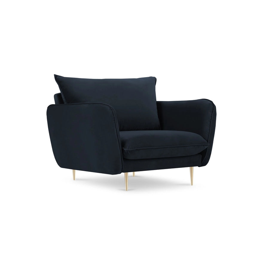 Vienna Sessel aus Samt in Dunkelblau (Bluvel 89), 97x94x95 cm von Cosmopolitan Design – Bild 1