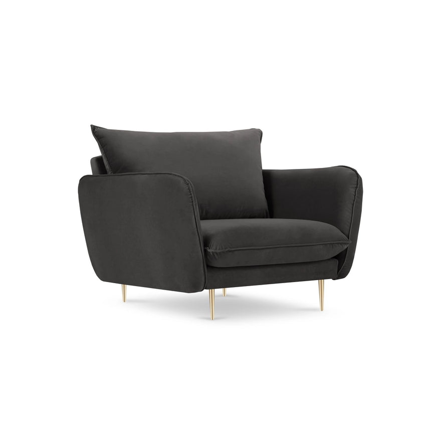 Vienna Sessel aus Samt in Dunkelgrau (Bluvel 18), 97x94x95 cm von Cosmopolitan Design – Bild 1
