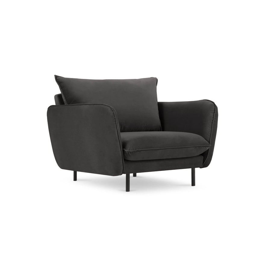 Vienna Sessel aus Samt in Dunkelgrau (Bluvel 18), 97x94x95 cm von Cosmopolitan Design – Bild 1