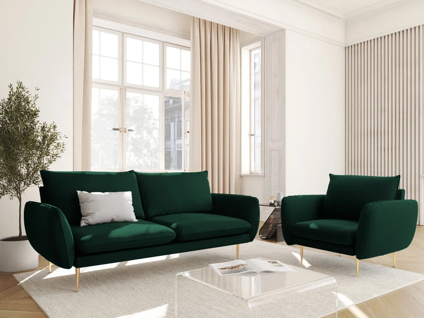 Vienna Sessel aus Samt in Flaschengrün (Bluvel 78), 97x94x95 cm von Cosmopolitan Design – Bild 2