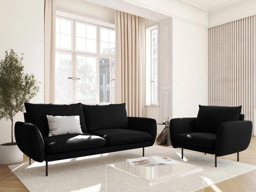 Vienna Sessel aus Samt in Schwarz (Bluvel 19), 97x94x95 cm von Cosmopolitan Design – Bild 2