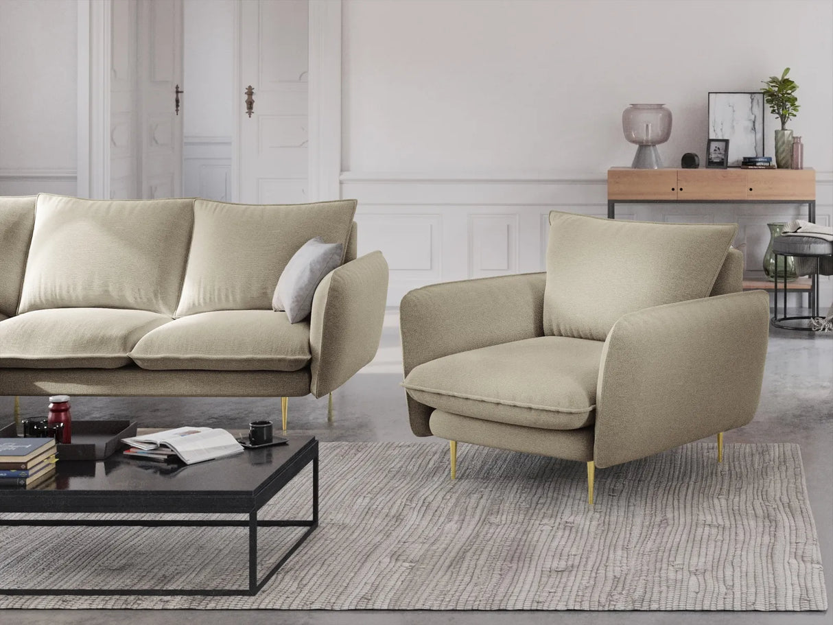 Vienna Sessel aus Strukturierter Stoff in Beige (Positano 8), 97x94x95 cm von Cosmopolitan Design – Bild 2