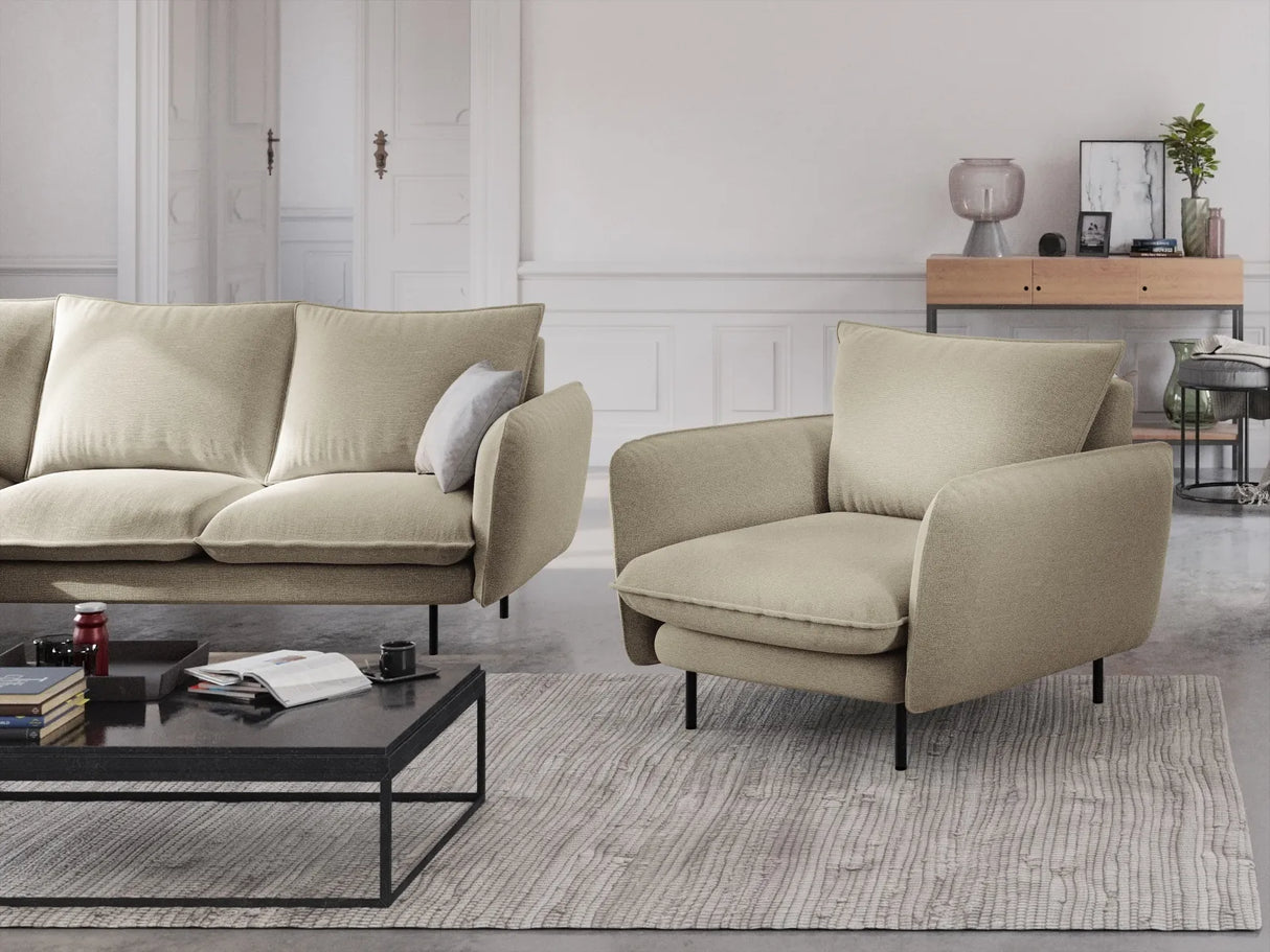 Vienna Sessel aus Strukturierter Stoff in Beige (Positano 8), 97x94x95 cm von Cosmopolitan Design – Bild 2