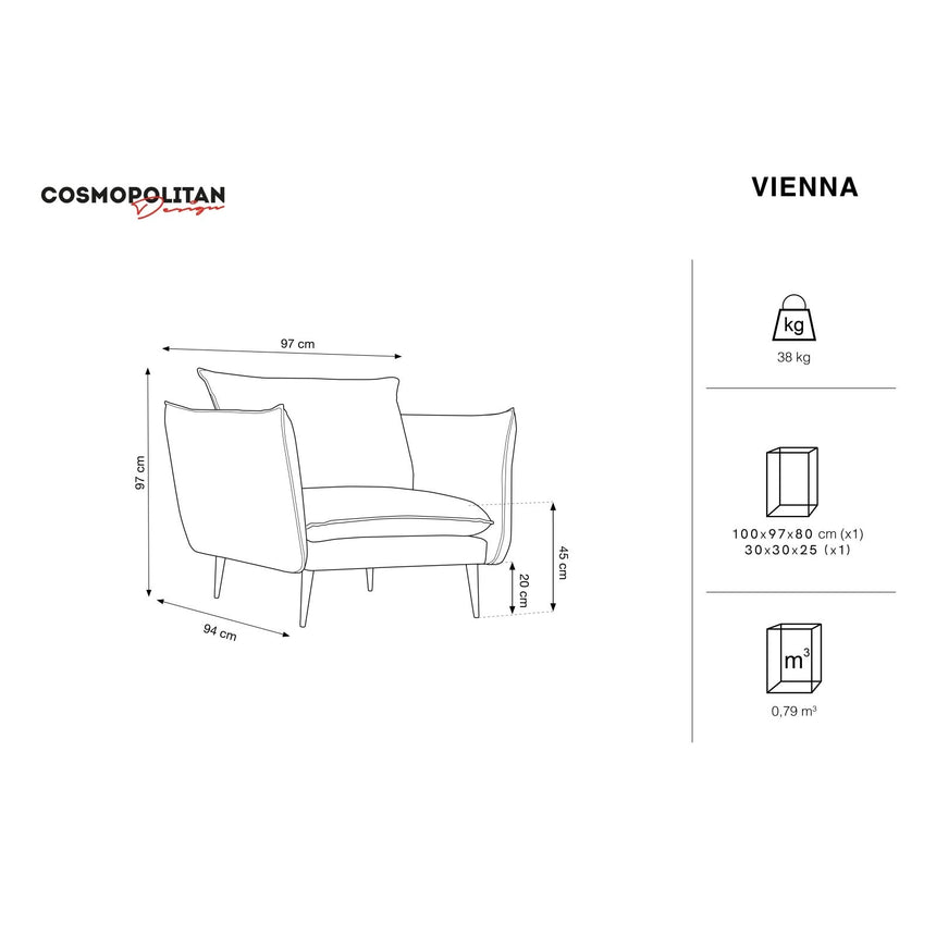 Vienna Sessel aus Strukturierter Stoff in Dunkelgrau (Positano 95), 97x94x95 cm von Cosmopolitan Design – Bild 3