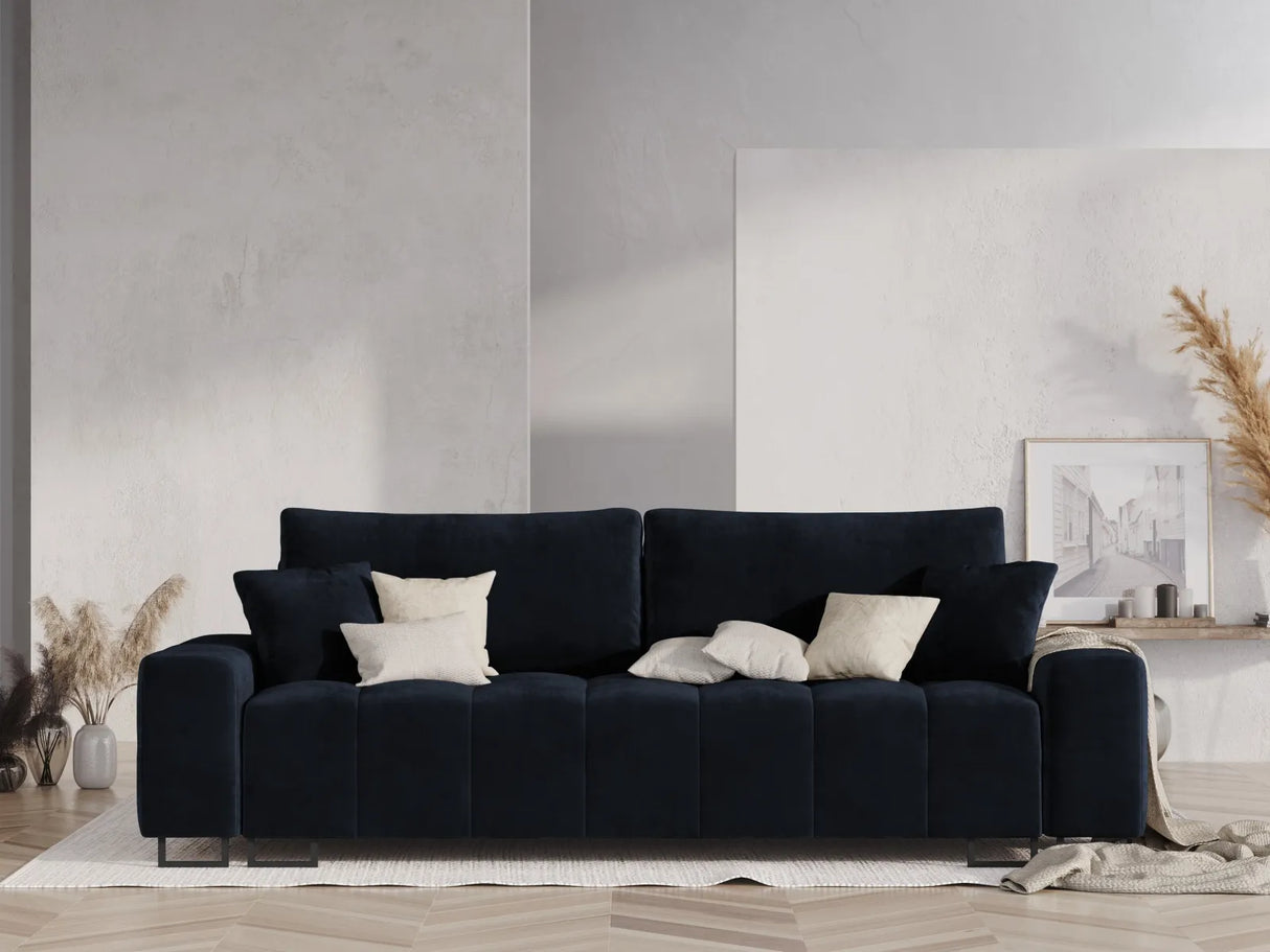 Wicklow 3-Sitzer Sofa mit Schlaffunktion und Stauraum, aus Samt in Dunkelblau (Monolith 79), 250x105x90 cm von Cosmopolitan Design – Bild 2