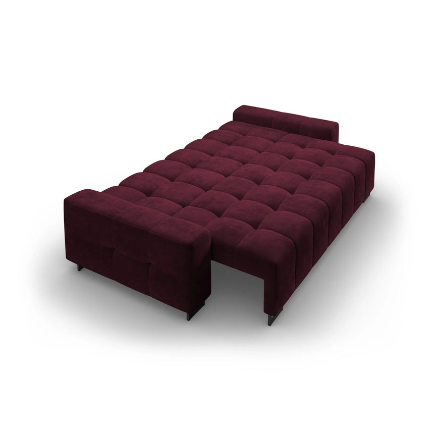 Wicklow 3-Sitzer Sofa mit Schlaffunktion und Stauraum, aus Samt in Dunkelrot (Monolith 69), 250x105x90 cm von Cosmopolitan Design – Bild 5