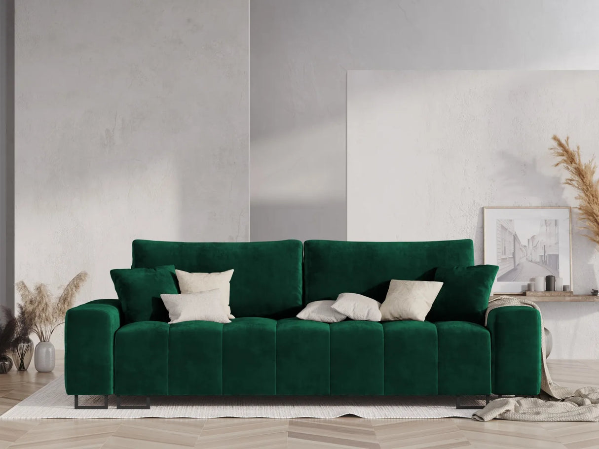 Wicklow 3-Sitzer Sofa mit Schlaffunktion und Stauraum, aus Samt in Flaschengrün (Monolith 37), 250x105x90 cm von Cosmopolitan Design – Bild 2