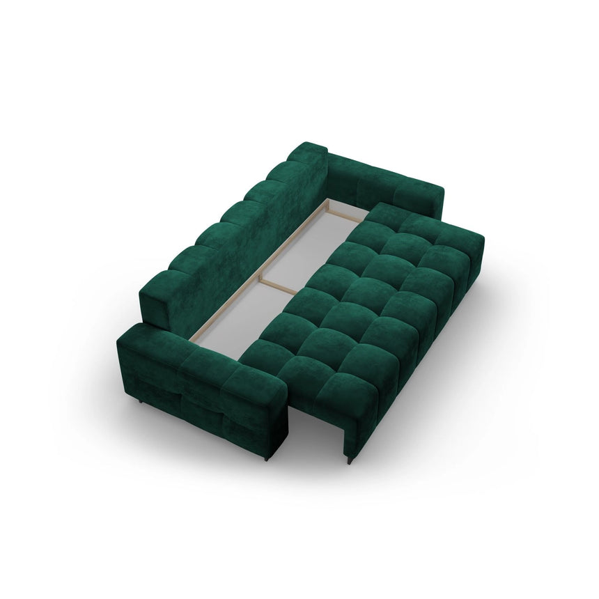 Wicklow 3-Sitzer Sofa mit Schlaffunktion und Stauraum, aus Samt in Flaschengrün (Monolith 37), 250x105x90 cm von Cosmopolitan Design – Bild 4