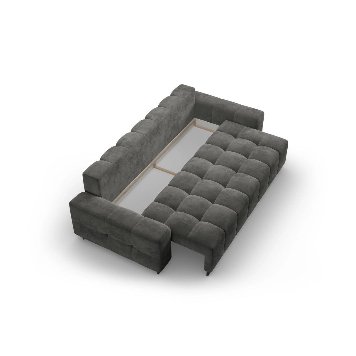 Wicklow 3-Sitzer Sofa mit Schlaffunktion und Stauraum, aus Samt in Grau (Monolith 92), 250x105x90 cm von Cosmopolitan Design – Bild 4