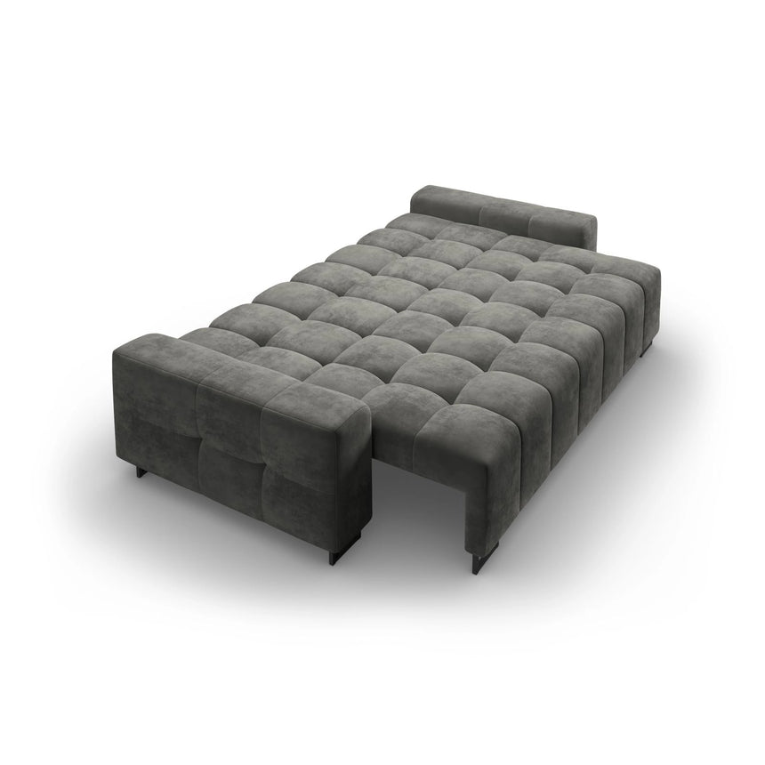 Wicklow 3-Sitzer Sofa mit Schlaffunktion und Stauraum, aus Samt in Grau (Monolith 92), 250x105x90 cm von Cosmopolitan Design – Bild 5