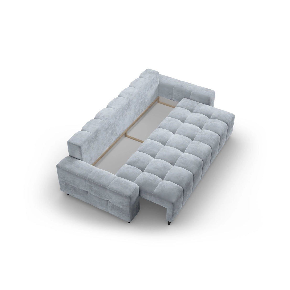 Wicklow 3-Sitzer Sofa mit Schlaffunktion und Stauraum, aus Samt in Hellblau (Monolith 70), 250x105x90 cm von Cosmopolitan Design – Bild 4