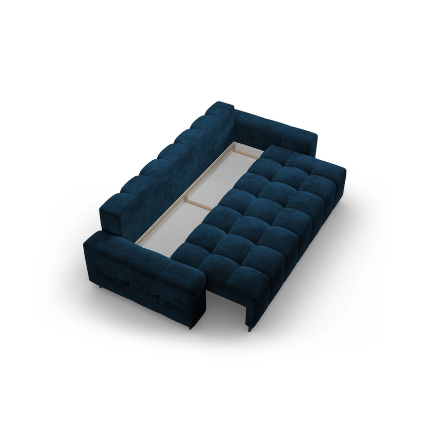 Wicklow 3-Sitzer Sofa mit Schlaffunktion und Stauraum, aus Samt in Königsblau (Monolith 77), 250x105x90 cm von Cosmopolitan Design – Bild 4