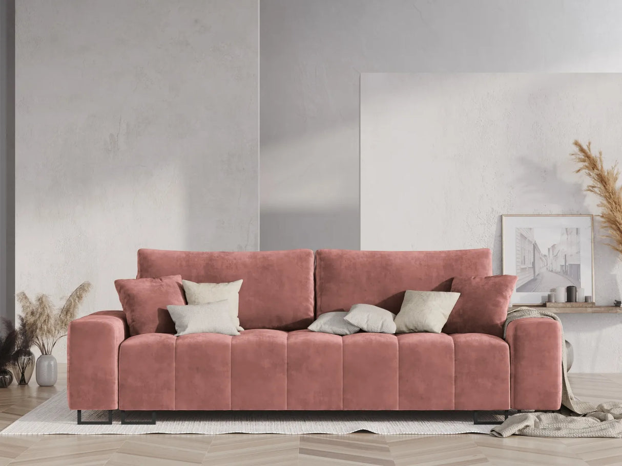 Wicklow 3-Sitzer Sofa mit Schlaffunktion und Stauraum, aus Samt in Rosa (Monolith 63), 250x105x90 cm von Cosmopolitan Design – Bild 2