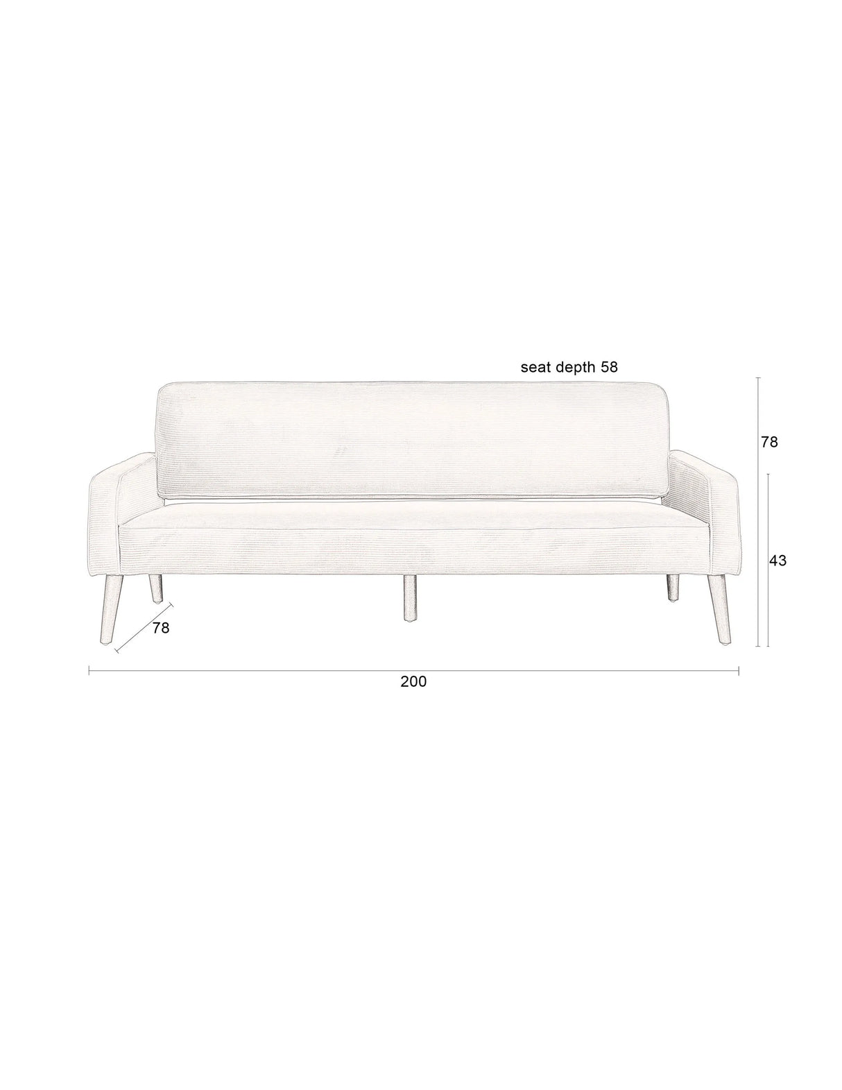 Preston Sofa Beige 200x84x78 cm von Dutchbone – Produktbild 8