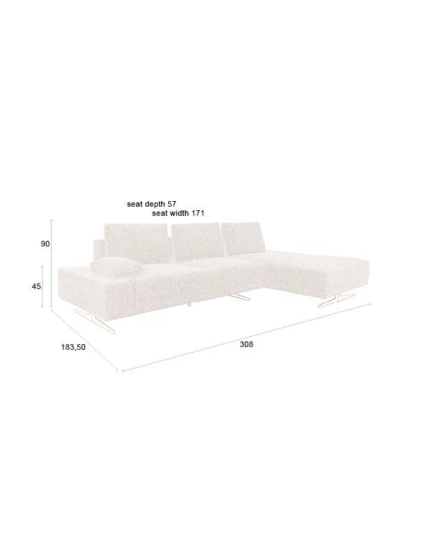 Shelly Sofa Off-White Chaiselongue Rechts 308x184x90 von Dutchbone – Produktbild 10