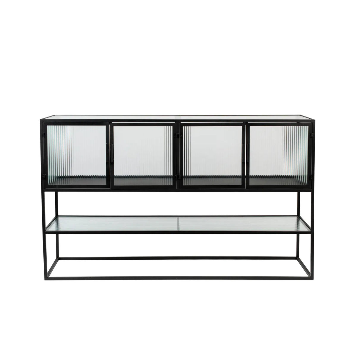 Sideboard Boli aus pulverbeschichtetem Stahl in Schwarz, 150×35×90 cm