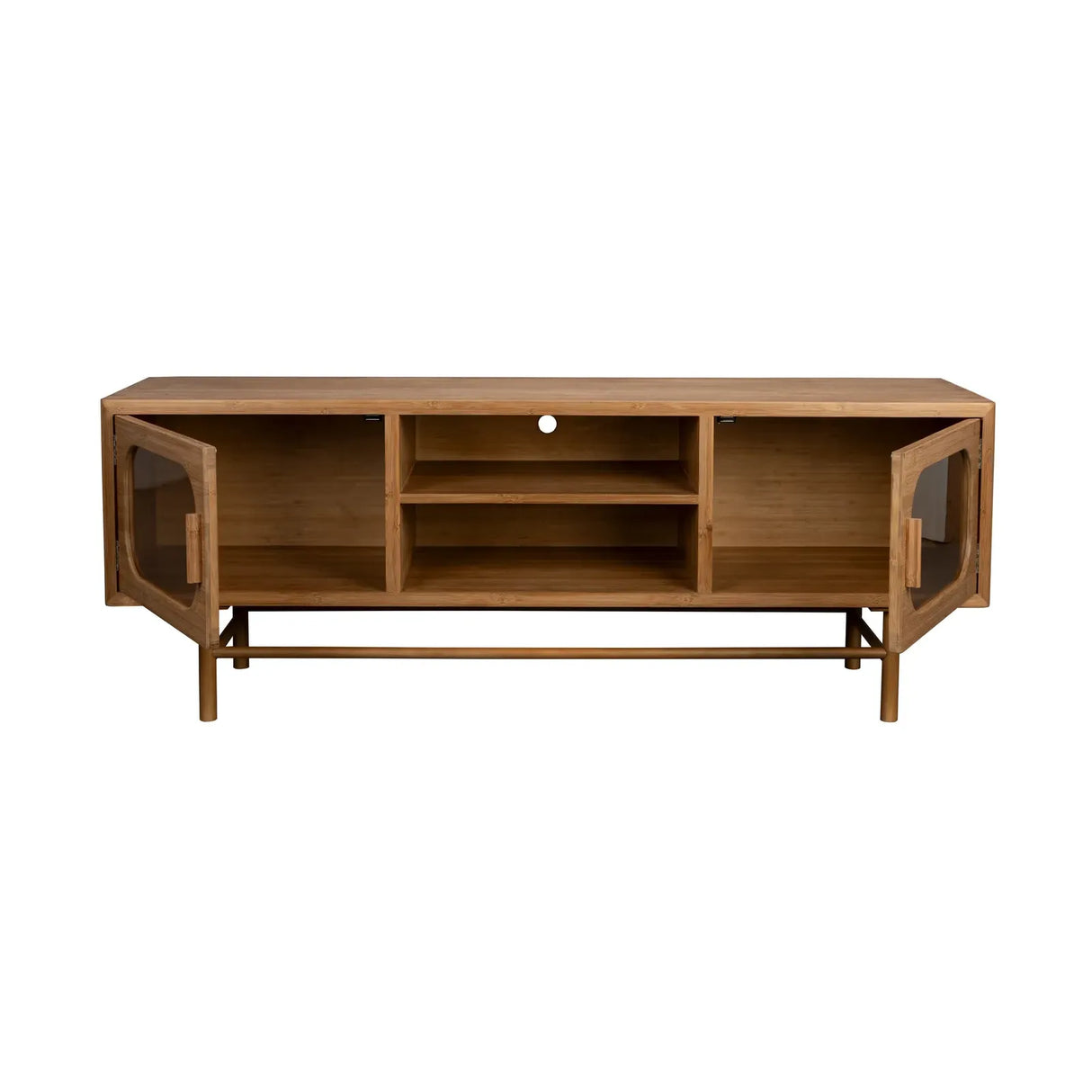 Sideboard Caroun aus Bambusholz in Braun, 150x40x55 cm