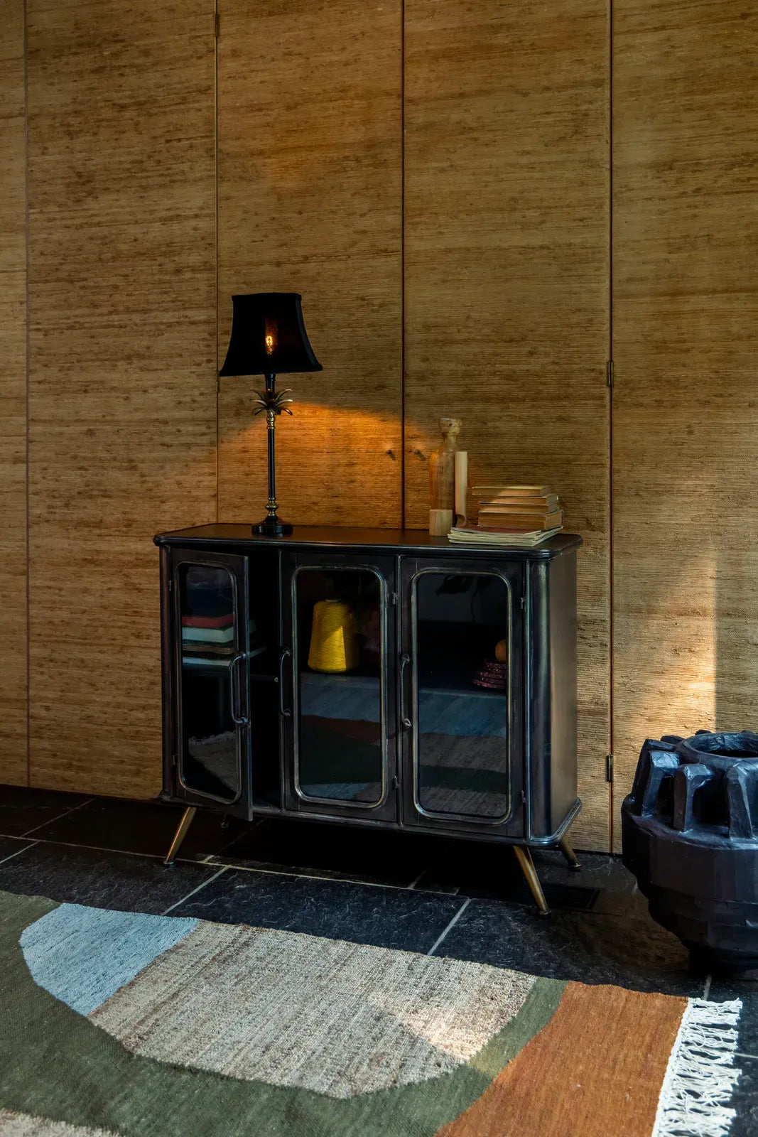 Sideboard Denza aus Eisen in Schwarz, 100×37×80 cm