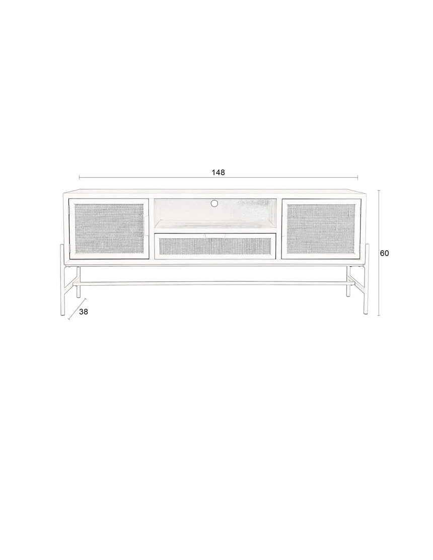 Sideboard Yasu aus Fichtenholz in Beige, 148×38×60 cm von Dutchbone – Produktbild 9