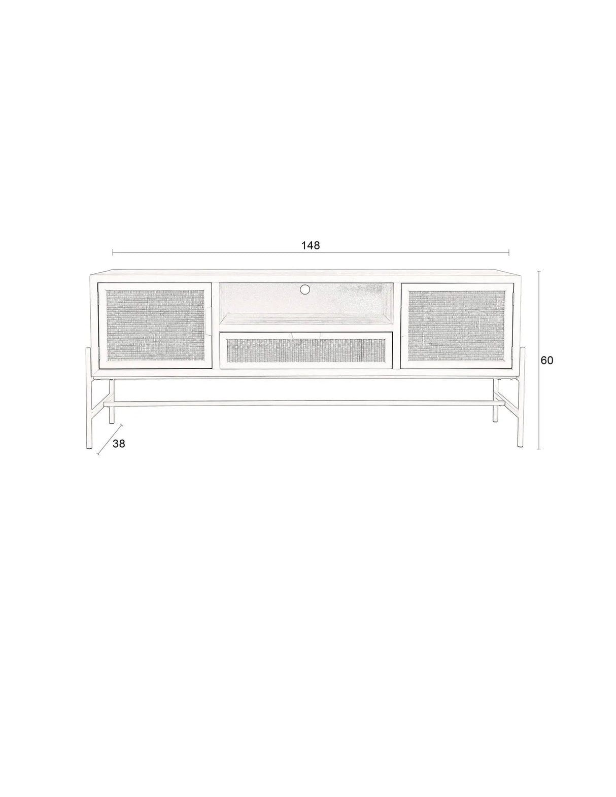 Sideboard Yasu aus Kiefernholz in Beige, 148×38×60 cm von Dutchbone – Produktbild 3