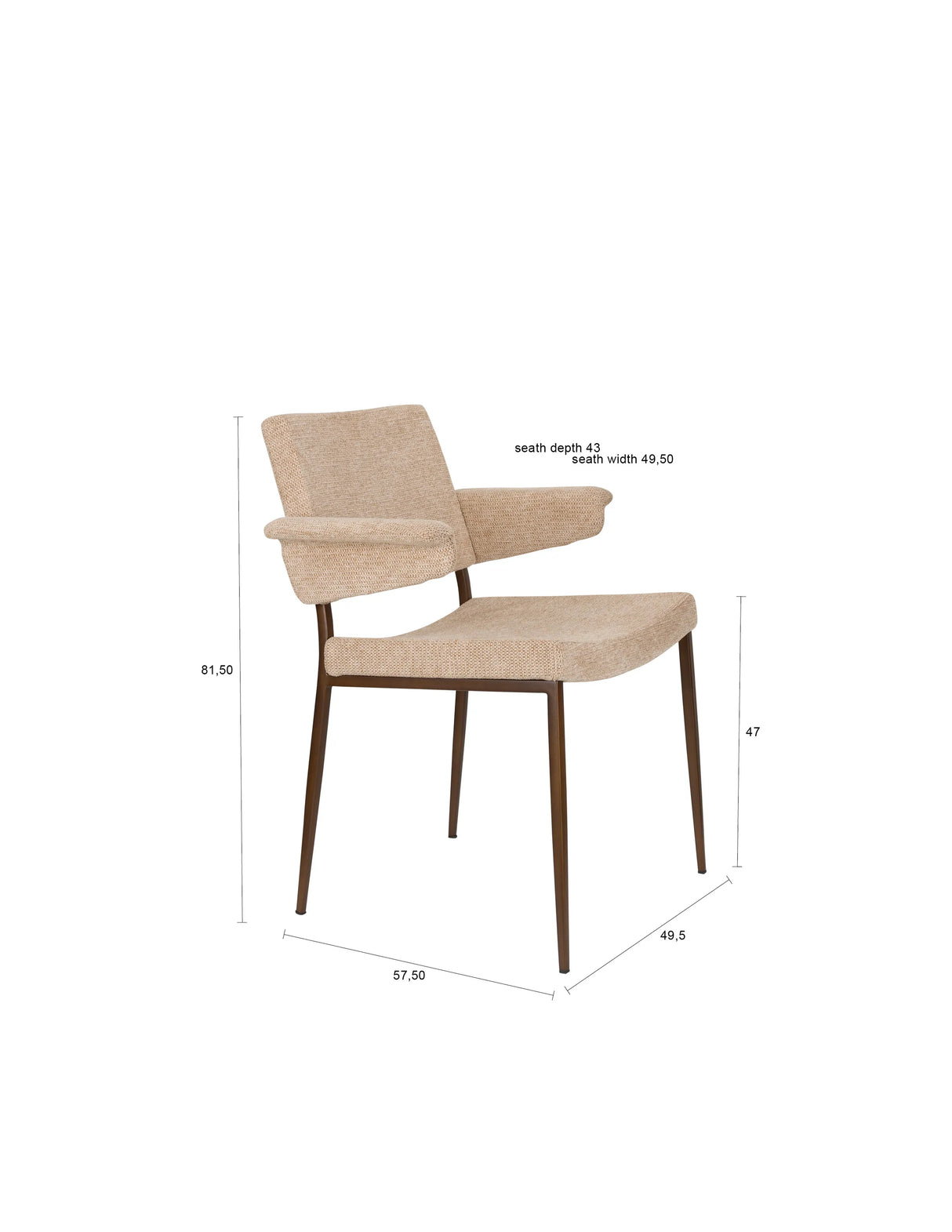 Stuhl Portland mit Armlehne Beige von Dutchbone – Produktbild 12