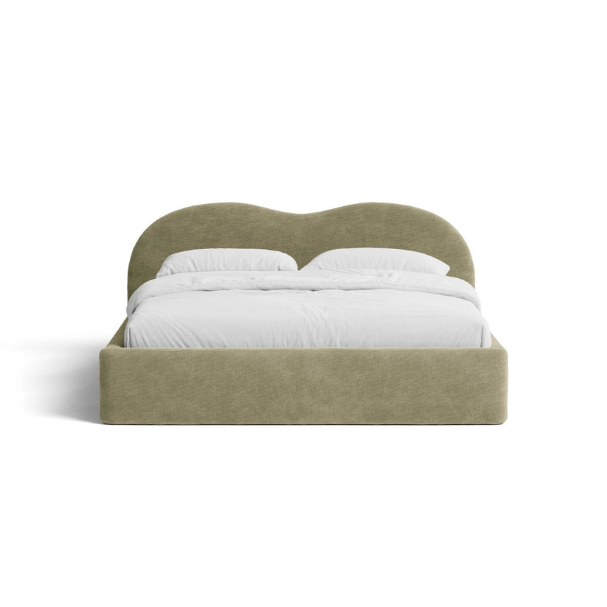 Amalfi Polsterbett mit Bettkasten und Kopfteil aus Chenille in Hellolive (Golden 31), 180x200 cm von Ferrani Interiors – Bild 5