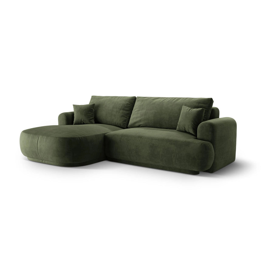 Luce 5-Sitzer modulares Ecksofa links mit Schlaffunktion, ausklappbar, aus Samt in Grün (Vogue 11), 271x174 cm von Ferrani Interiors – Bild 3