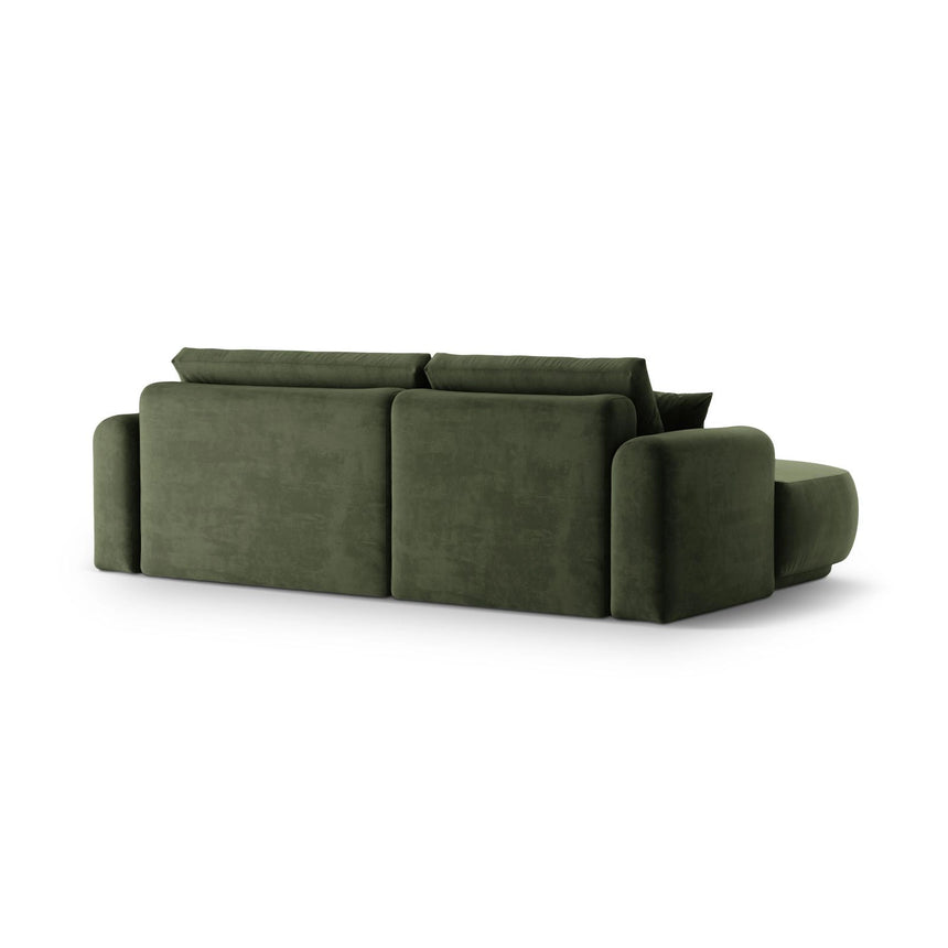 Luce 5-Sitzer modulares Ecksofa links mit Schlaffunktion, ausklappbar, aus Samt in Grün (Vogue 11), 271x174 cm von Ferrani Interiors – Bild 4