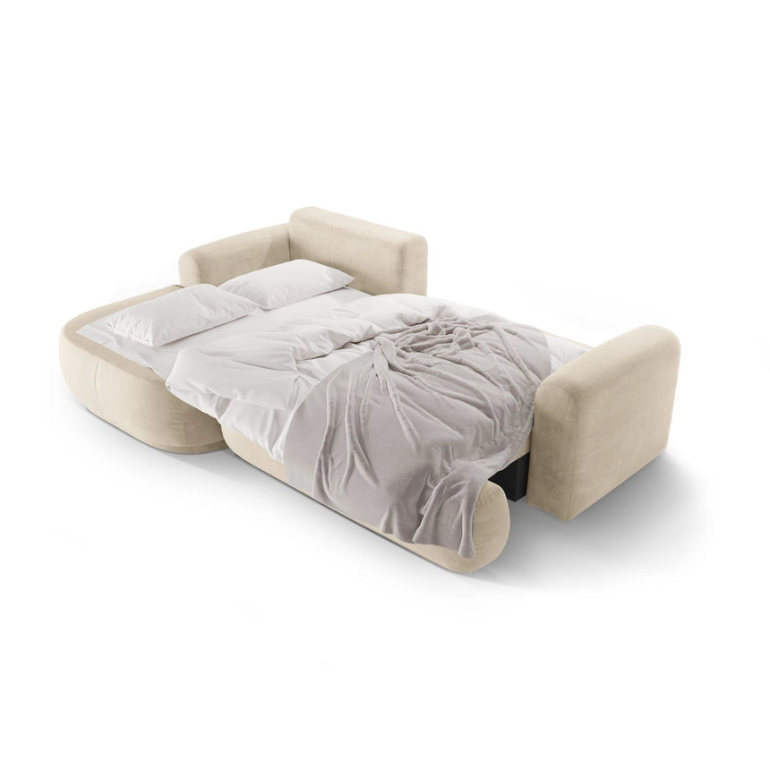 Luce 5-Sitzer modulares Ecksofa links mit Schlaffunktion, ausklappbar, aus Samt in Hellbeige (Vogue 1), 271x174 cm von Ferrani Interiors – Bild 6