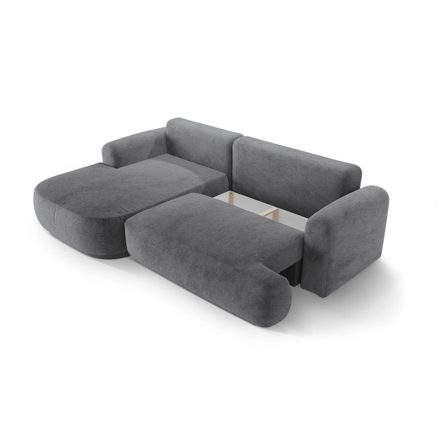 Luce 5-Sitzer modulares Ecksofa links mit Schlaffunktion, ausklappbar, aus Strukturstoff in Grau (Sorella 89), 271x174 cm von Ferrani Interiors – Bild 5