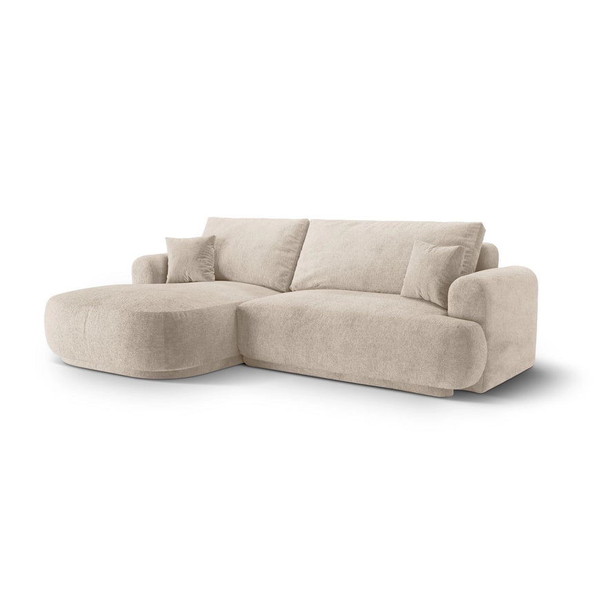 Luce 5-Sitzer modulares Ecksofa links mit Schlaffunktion, ausklappbar, aus Strukturstoff in Sand (Sorella 05), 271x174 cm von Ferrani Interiors – Bild 3