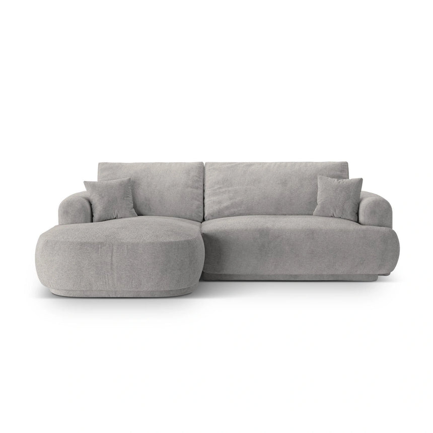 Luce 5-Sitzer modulares Ecksofa links mit Schlaffunktion, ausklappbar, aus Strukturstoff in Warmgrau (Sorella 84), 271x174 cm von Ferrani Interiors – Bild 1