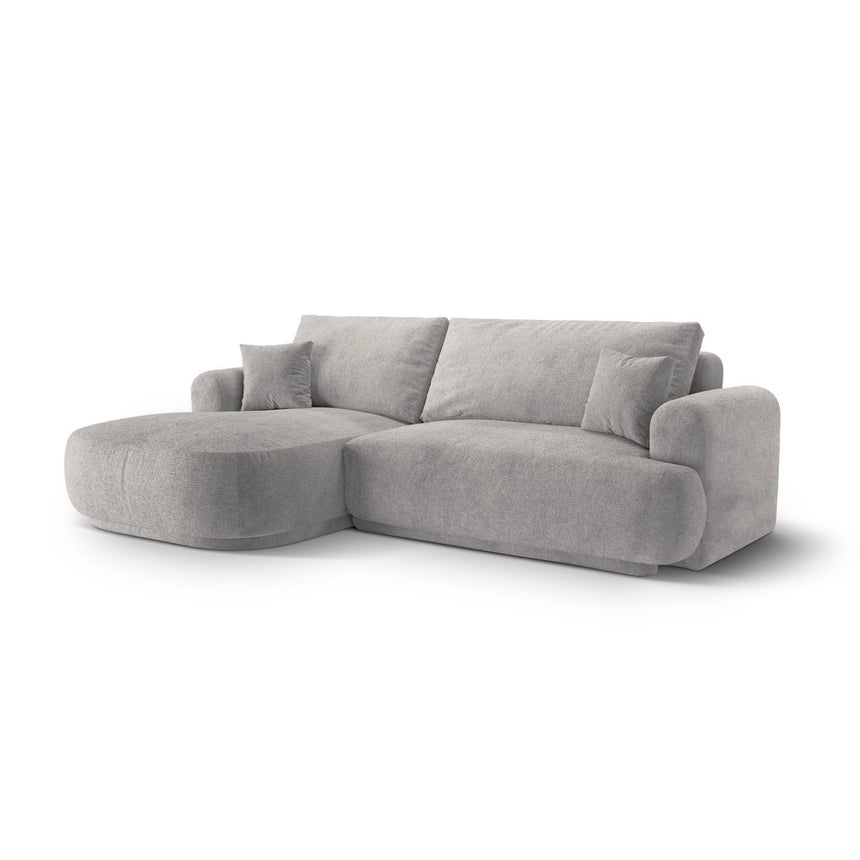 Luce 5-Sitzer modulares Ecksofa links mit Schlaffunktion, ausklappbar, aus Strukturstoff in Warmgrau (Sorella 84), 271x174 cm von Ferrani Interiors – Bild 3