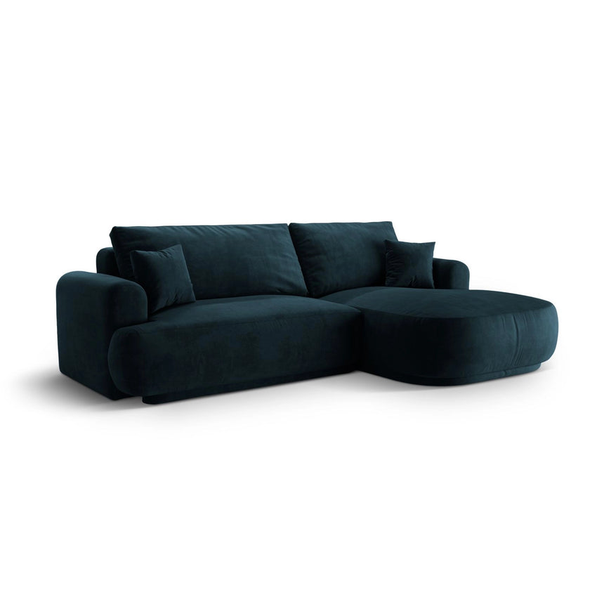 Luce 5-Sitzer modulares Ecksofa rechts mit Schlaffunktion, ausklappbar, aus Samt in Dunkelpetrol (Vogue 13), 271x174 cm von Ferrani Interiors – Bild 3
