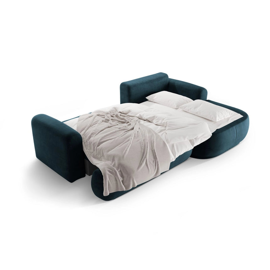 Luce 5-Sitzer modulares Ecksofa rechts mit Schlaffunktion, ausklappbar, aus Samt in Dunkelpetrol (Vogue 13), 271x174 cm von Ferrani Interiors – Bild 6