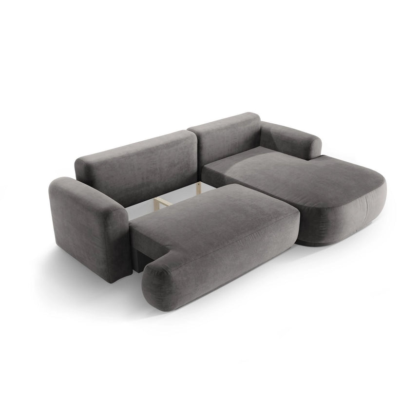Luce 5-Sitzer modulares Ecksofa rechts mit Schlaffunktion, ausklappbar, aus Samt in Grau (Vogue 15), 271x174 cm von Ferrani Interiors – Bild 5