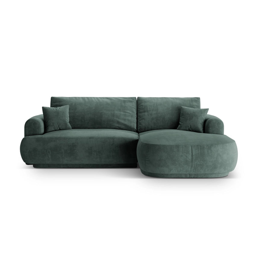 Luce 5-Sitzer modulares Ecksofa rechts mit Schlaffunktion, ausklappbar, aus Samt in Petrol (Vogue 12), 271x174 cm von Ferrani Interiors – Bild 1