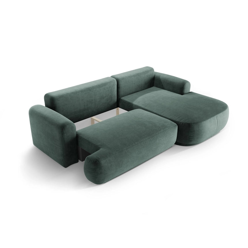 Luce 5-Sitzer modulares Ecksofa rechts mit Schlaffunktion, ausklappbar, aus Samt in Petrol (Vogue 12), 271x174 cm von Ferrani Interiors – Bild 5