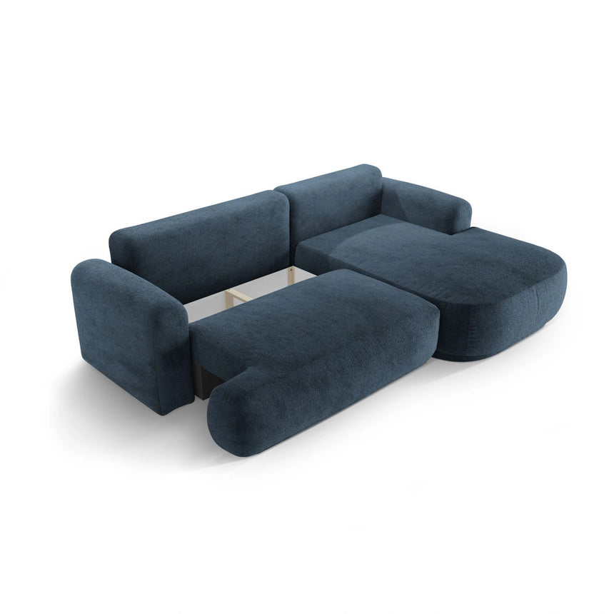 Luce 5-Sitzer modulares Ecksofa rechts mit Schlaffunktion, ausklappbar, aus Strukturstoff in Dunkelblau (Sorella 77), 271x174 cm von Ferrani Interiors – Bild 5