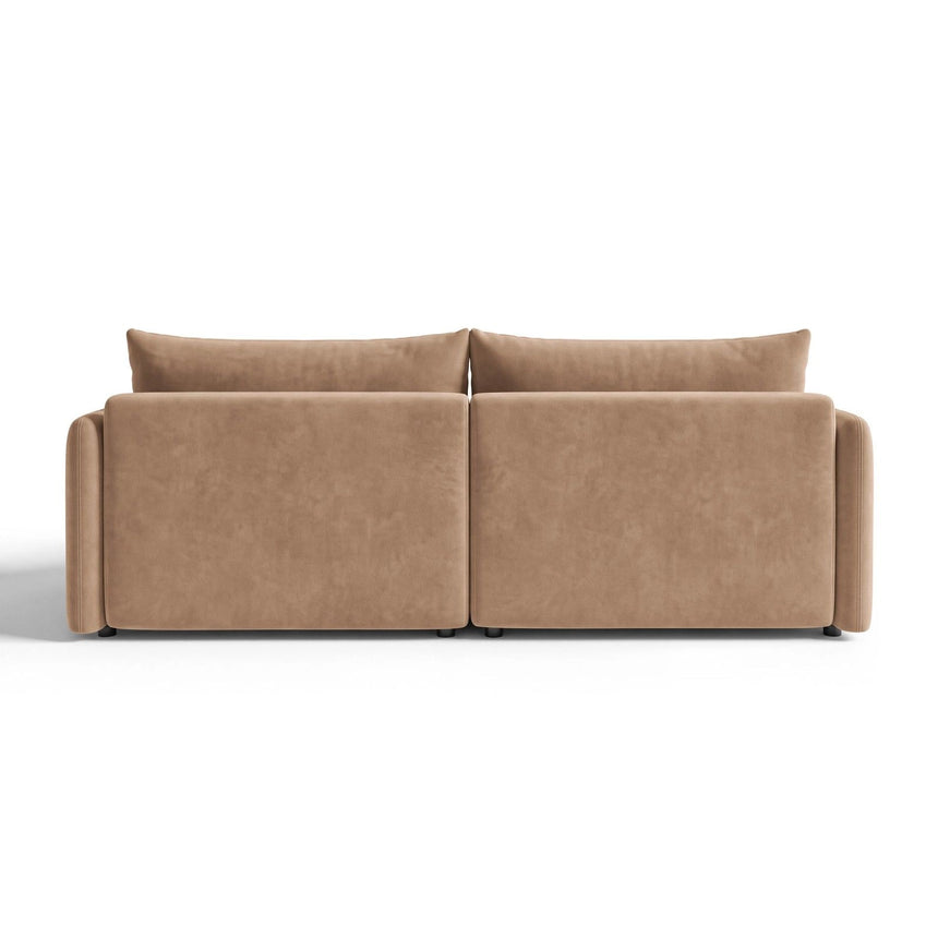 Orta 3-Sitzer Ecksofa rechts mit Schlaffunktion, ausklappbar, aus Samt in Beige (Bluvel 28), 215x151 cm von Ferrani Interiors – Bild 5