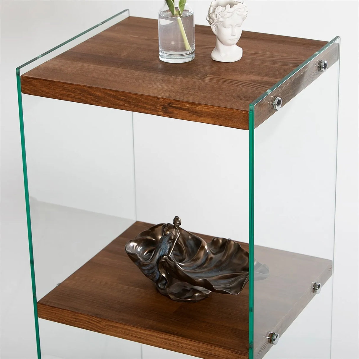 2-Fächer Regal Aqua aus gehärtetem Glas und Massivholz, 40×35×80 cm von Hanah Home – Bild 6