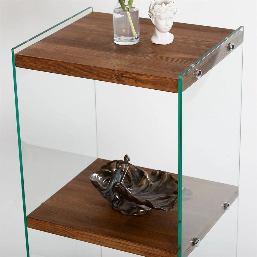 2-Fächer Regal Aqua aus gehärtetem Glas und Massivholz, 40×35×80 cm von Hanah Home – Bild 6